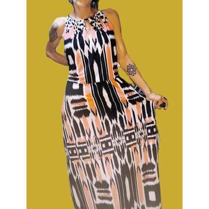 House of CB ~ Pink, Black, & White Ikat Print Maxi Dress ~ Size 16